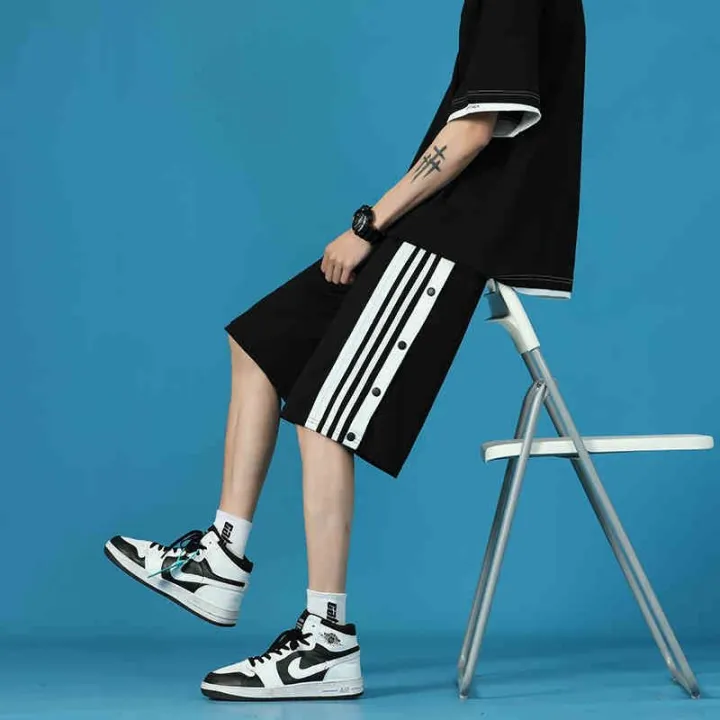 Side%20Breasted%20Shorts%20Men's%20Basketball%20Pants%20Half%20Open%20Full%20Buckle%20Fifth%20Pants%20Summer%20Thin%20Trendy%20Loose%20Pants%20-%20Image%203