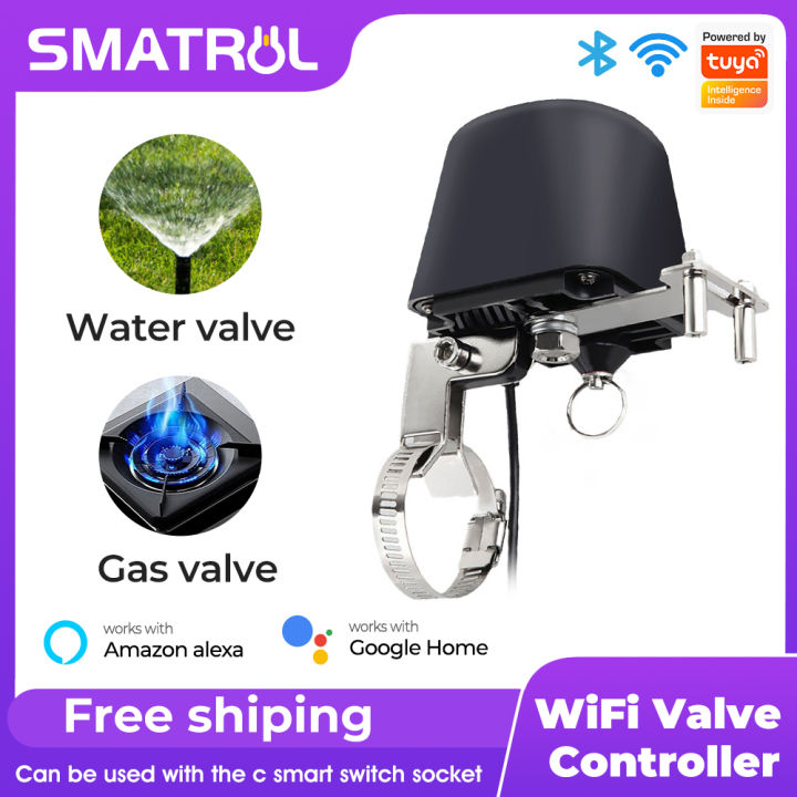 SMATRUL Tuya WiFi Water and Air Valve Control Electric Smart Home Switch Controller For Farm Garden Home EU UK US Plug Works with Tmall Genie, Alexa and Google Assistant No Hub Required