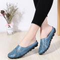Cross-border plus-size summer cowhide bag head wisp empty semi-slippers women's fashion wear outside Internet celebrity flat bottom no heel women's sandals. 