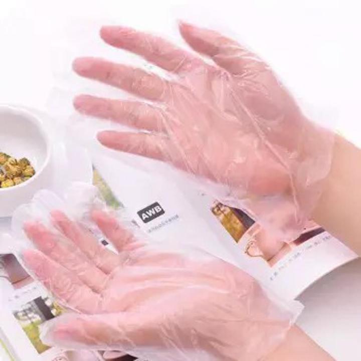 100 Pcs Disposable Food Prep Gloves /100 Piece Plastic Food Safe Disposable Gloves/Plastic Handgloves/Hand Gloves For Outdoor/Food Handling, Transparent, One Size Fits Most - Gloves