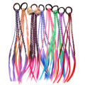 1/3/5Pcs Cute Children's Colorful Wig Hair Rope Princess Hair Band Ponytail Braid for Girls Gradient Color Fashion Accessory.