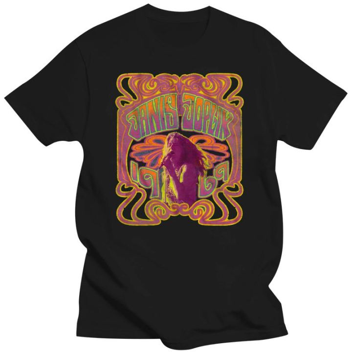 New Janis Joplin Psychedelic Navy Heather Adult T-Shirt