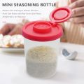 2 Large Salt and Pepper Shakers with Red Covers Lids Jar Dispenser.