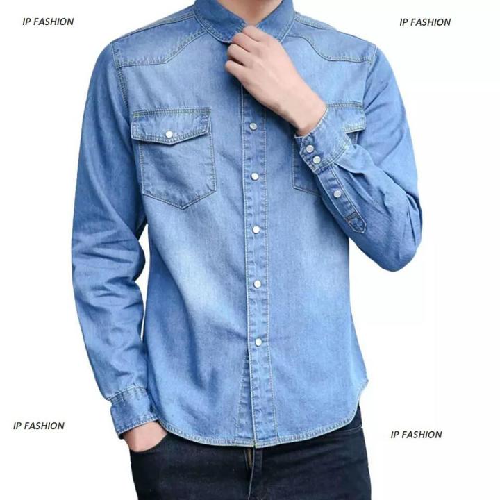 Sky Blue Denim Casual Shirt For Men Shirt