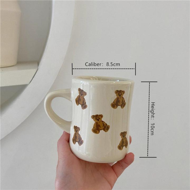 Cutelife Cute Bear Beige Ceramic Coffee Mug Cup Kitchen Milk Tea Breakfast Drinking Cup Nordic Decoration Home Couple Gifts Mug