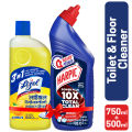 Harpic Toilet Cleaner 750ml and Lizol Citrus 500ml Double Surokkha Combo. 