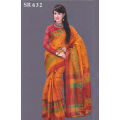 Eye Catching Design with Luxurious Collection Rich Fabric Marigold-Sweet-Red Mixed Colour Traditional Unstitched Weightless Sharee for Women. 