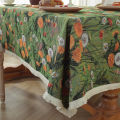 New vintage oil painting style tablecloth, TV cabinet cover towel, American jacquard cotton linen cover cloth, household rectangular tablecloth. 