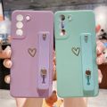 Love Heart Wristband Holder Phone Case For Samsung S24 S23 S22 S21 Plus Note 20 Ultra S20 FE A52 A72 A42 A51 A71 A73 Soft Cover.