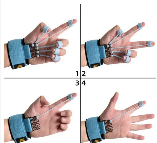 Finger Extensor Exerciser Hand Therapy Finger Stretcher Training Device Hand Yoga Resistance Band Fitness Equipment|Hand Grips(Blue)