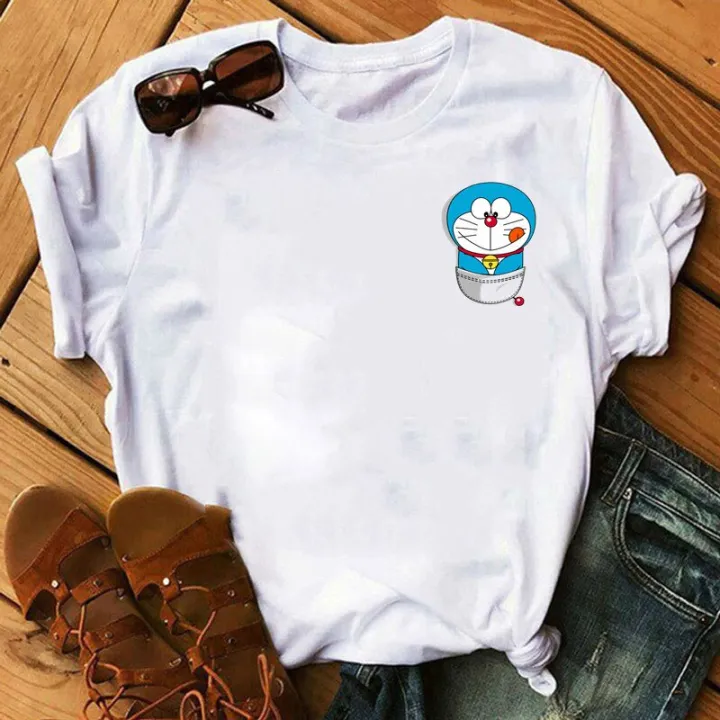 Anime%20Doraemon%20Clothes%20Summer%20Short-sleeved%20T-shirt%20Funny%20Printing%20Cartoon%20Doraemon%20Graphic%20Casual%20Tops%20Women's%20T-shirts%20-%20Image%203
