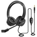 EKSA H12/H12E Wired Headset 3.5mm/USB On-Ear Computer Headphones with Rotatable Microphone Noise Cancelling for Call Center.