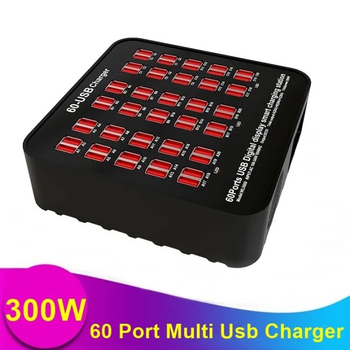300W Multi USB Charger Hub Station 60 Ports Fast Charging Wall Charger for iPad iPhone 11 12 13 Pro Max Samsung Tablet Usb 충전기