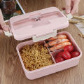 Wheat Straw Bento Box Plastic Microwave Oven Heating Sealed Insulation Student Compartment Fresh-Keeping Portable Tableware Lunch Box. 