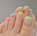 24pcs Red Grid Seamless Removable Toe Nails Reusable Acrylic Press On Nail Tips Full Cover Waterproof False Toenails.