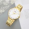 CURREN 9046 Black Stainless Steel Analog Watch For Women - Gold & White.