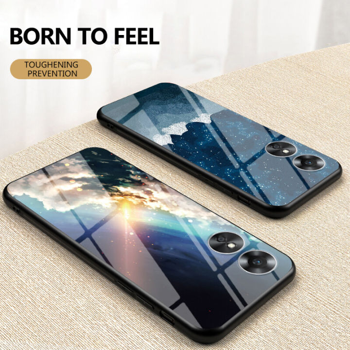 Phone%20Case%20OPPO%20A17K%20A17%20Back%20Cover%20Starry%20Galaxy%20Moon%20Meteor%20Design%20Protective%20Back%20Tempered%20Glass%20Couple%20Cover%20OPPO%20A17K%20A17%20Housing%20-%20Image%205
