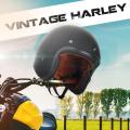 Motorcycle Helmet Vintage Harley 3/4 without Visor Lens (Black L).