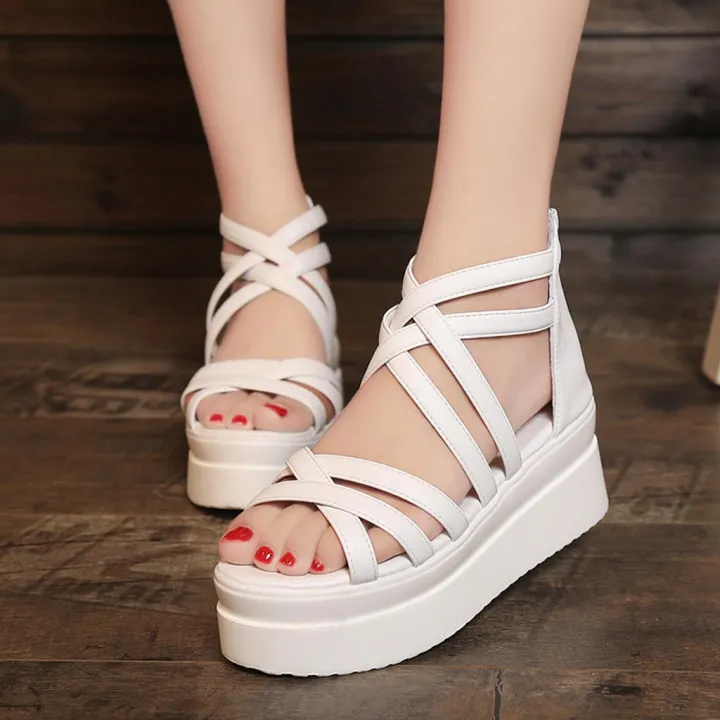 OIMG%20Womens%20Ladies%20Girls%20Korean%20Sandals%20For%20Women%20Fashion%20Women%E2%80%99Sround%20Toe%20Shoes%20Cross%20Strap%20Muffin%20Bottom%20Non-Slip%20Sandals%20Wedge%20Sandals%20Female%20Shoes%20Women%20Shoes%20-%20Image%204