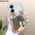 Jizetin for Realme C55 / Narzo N55 Back Cover Cartoon Cat Mouse Cream Wavy Edge Soft Silicone Phone Case. 