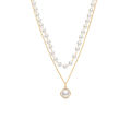 High-end ins bow pearl necklace female gentle fairy niche design exquisite clavicle chain temperament neck necklace. 