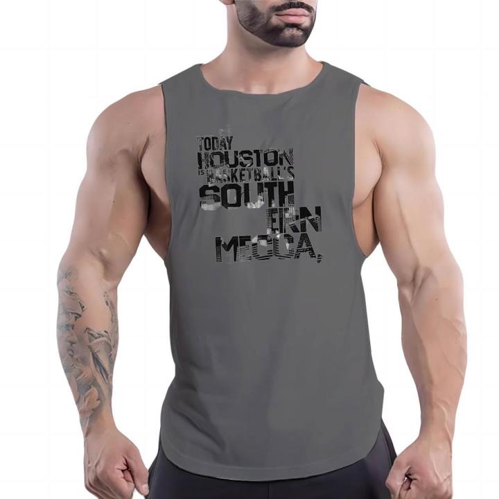 Summer Fashion Street Sleeveless Multi-Color Vest Men'S Casual Letter Print Comfortable Simple Lightweight Top Quick Dry