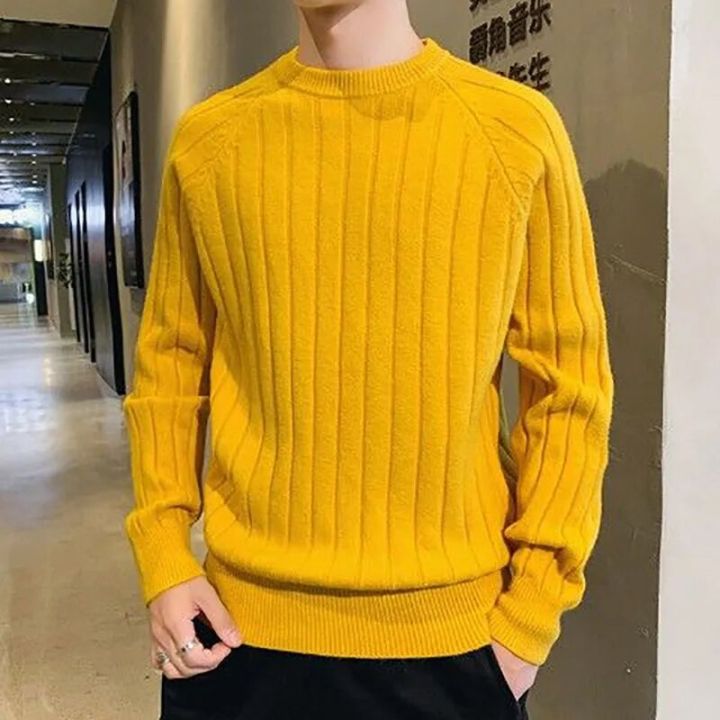 Fashion%20O-Neck%20Solid%20Color%20Knitted%20Casual%20Sweater%20Men's%20Clothing%202023%20Winter%20New%20All-match%20Pullovers%20Loose%20Korean%20Tops%20-%20Image%204