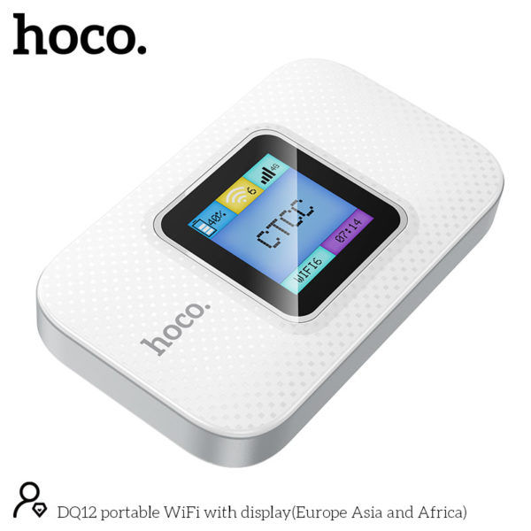 HOCO DQ12 Portable WIFI Router WiFi 6 Router with Dispaly All BD Sim Supported Pocket Router 4G Sim Support Pocket Router For Travel Mini Pocket Router Wifi Router Car