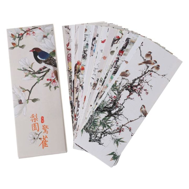 30pcs Different European Scenes Vintage Planet Flowers Birds Bookmarks Set Paper Page Notes Label Message Card Book Marker