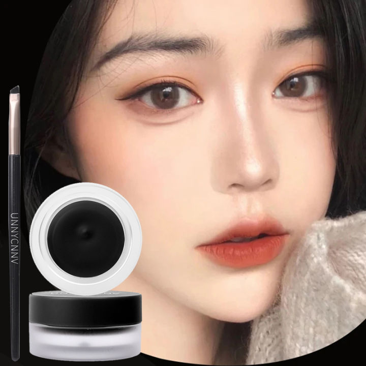 Multifunctional Solid Eyeliner Cream Waterproof Long Lasting Brown Black Gel Eyeliner with Brush Eyes Cosmetics