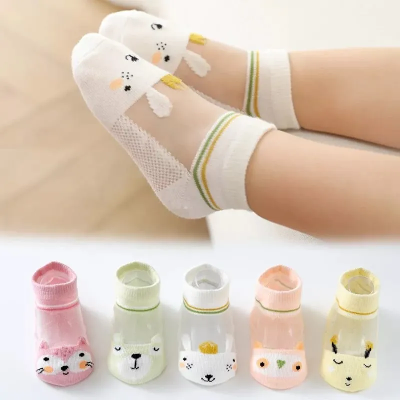 5 Piece Baby Stylish Socks for 0 to 36 Months - Multicolor Animal Design