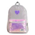 Holographic Fashion LoveHeart Backpack Glitter Waterproof Daypack College School Bag Travel Gift For Girls Wonmen 16''-Grey.