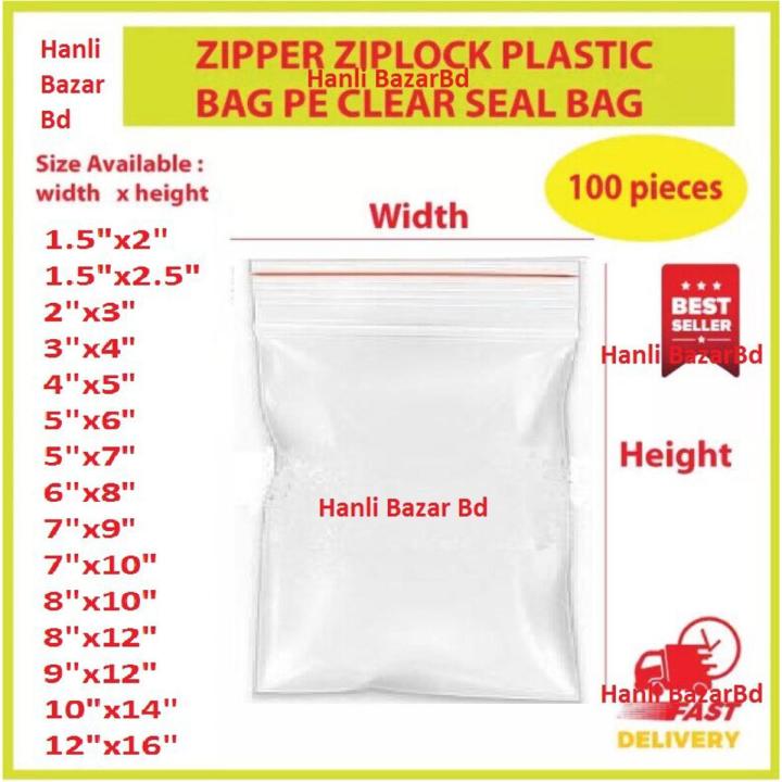 100 pieces /Plastic Zipper Bag / Zip Lock Bag / Zip Bag / Transparent Packaging Plastic Bag with Sealable Zipper Zip Lock ( any SIZES AVAIALBLE ) zipper