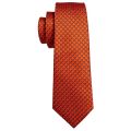 Fashion Orange Yellow Men Tie Luxury Silk Plaid High Quality Pocket Square Cufflinks Sets Groom Wedding Gifts Barry.Wang 6484. 
