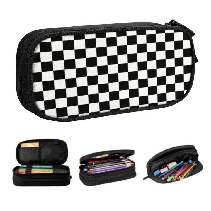 Custom Classic Checkerboard Cute Pencil Cases Boy Girl Large Capacity Chess Board Pencil Box School Supplies