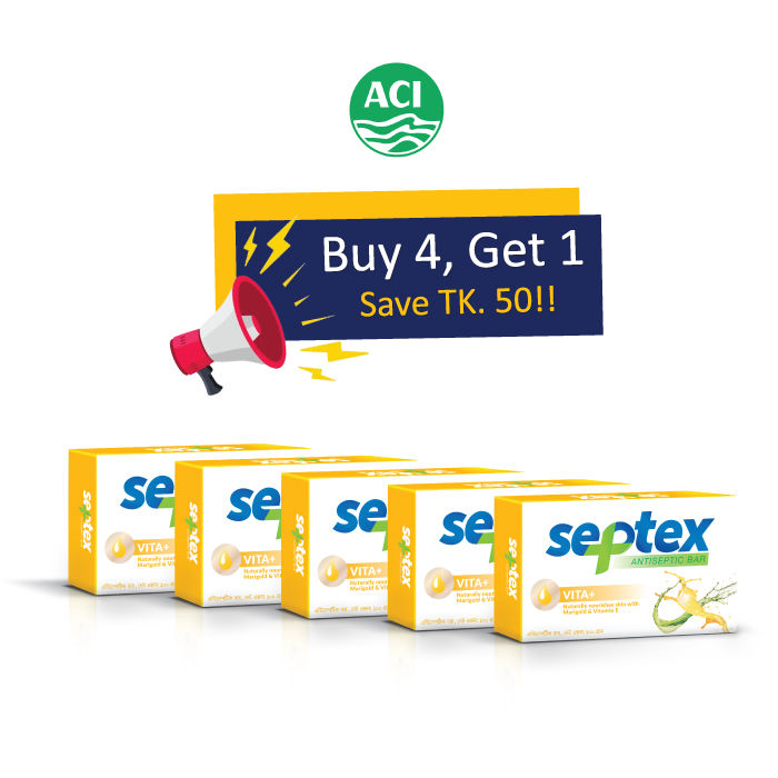 Septex Vita+ Antiseptic Bar 100gm Buy 4 get 1 free 