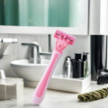 Portable 6 Layer Blade Body Hair Removal Beauty Razor for Women Leg Armpits Facial Hair T-shape Trimmer Shaver Razor with 3 Replaceable Blades.