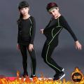 Children's Tights Sports Suit Training Wear Men's and Women's Sports Running Basketball Children's Fleece-Lined Fitness Quick-Drying Clothes. 