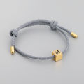 26 Letters Stainless Steel Square Beads Adjust Rope Copule Bracelet Personalized Best Friends Gift.