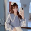 Spring and Autumn 2022 New Korean Style Sweet Lace Long Sleeve Shirt Women's Design Sense Niche Doll Collar Western Style Shirt. 