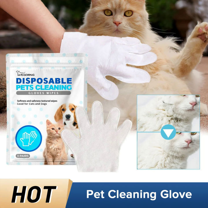 Pet Disposable Cleaning Gloves Wash Free Cats Puppy Body Bathroom