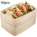 50Pcs Taco Plates Reusable 3 Compartments Taco Serving Plates Stackable Taco Tray Holder No Mess Taco Plates Keeps Your Tacos.