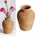 Hand Woven Rattan Flower Basket Vase Boho Flower Holder Plant Flower Vase. 