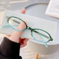 Women Retro Oval Glasses Y2K Japanese and Korean Girls Red Green Frame Glass Eyewear Decorative Computer Anti-blue Eyeglasses.