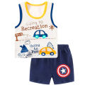 Baby Summer Pure Cotton Sleeveless Suit Baby Thin Vest Set Children Boys Little Boys Western Style Summer Sports. 