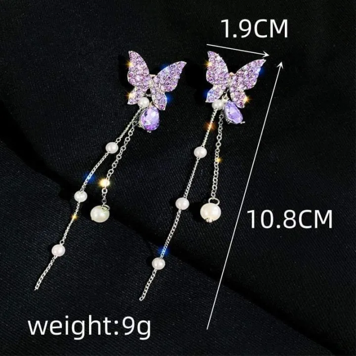 Trendy%20Korean%20Fashionable%20Crystal%20Butterfly%20Dangle%20Earrings%20Tassel%20Elegant%20Female%20Pearl%20Earings%20for%20Women%20Girl%20Party%20&%20Woman%20-%20Image%203