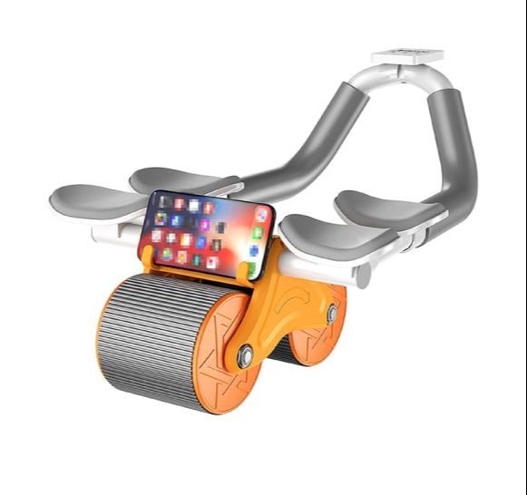 FITNESS WORLD - Rebound AB Roller Wheel for Abdominal Exercises with Knee Pad 4 Elbow Support, Phone Holder for Home Gym Strength Workouts