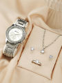 NEW 5pcs Luxury Fashion Women Watch Set Alloy Strap Ladies Quartz Wristwatch Rhinestone Alloy Bracelet For Ladies Gift KEEMEEUYZO.