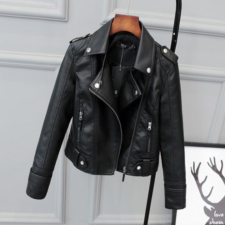 Korean Version of Slim PU Leather Jacket Women's 2023 Spring / Autumn Winter New Motorcycle Leather Short Coat