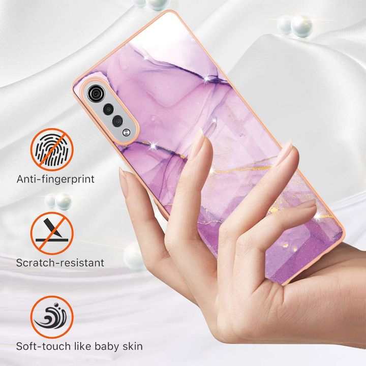 Casing%20for%20LG%20Velvet%205G%20Ultra-Thin%20Marble%20Pattern%20Hybrid%20Hard%20Back%20Soft%20TPU%20Bumper%20Protective%20Case%20Cover%20-%20Image%203